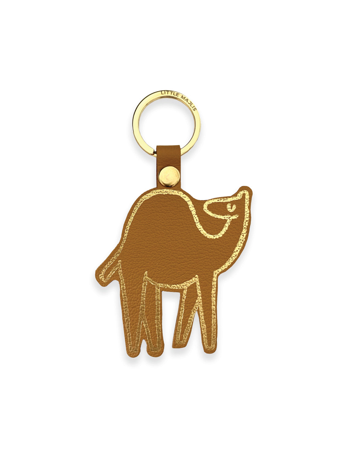 Camel leather key fob - camel