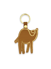Camel leather key fob - camel