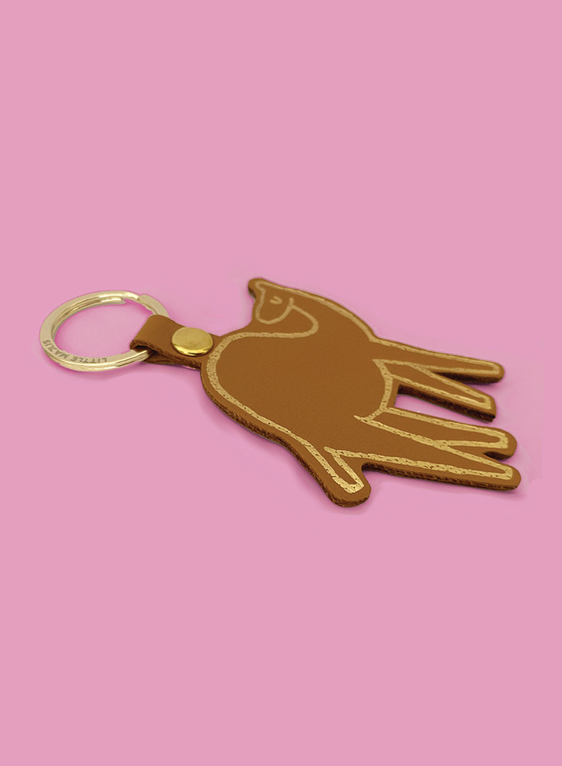 Camel leather key fob - camel