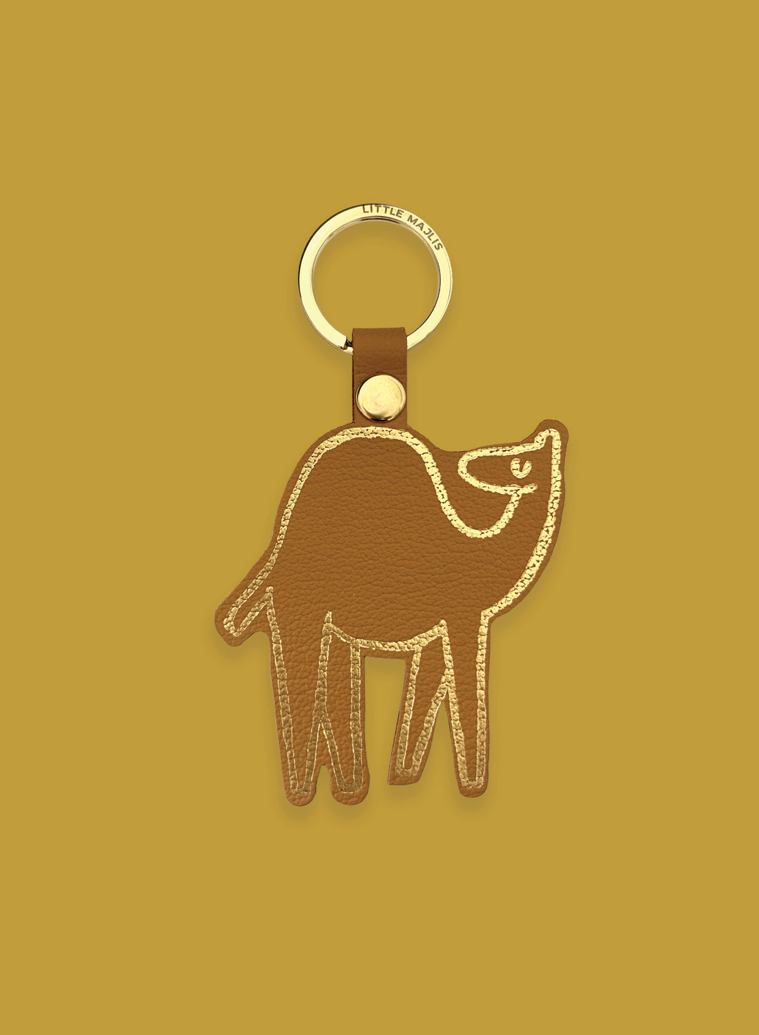 Camel leather key fob - camel