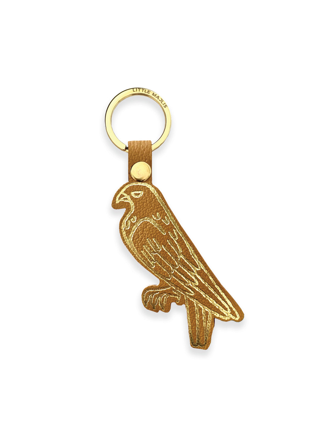 Camel leather key fob - falcon