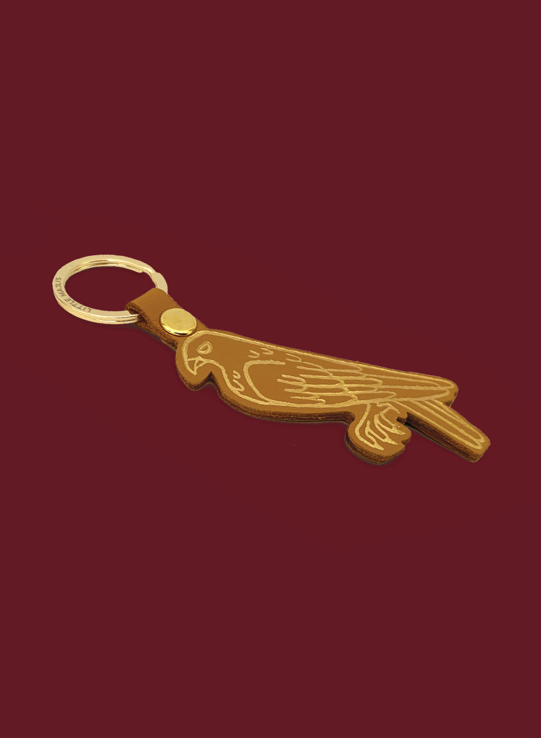 Camel leather key fob - falcon