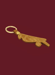 Camel leather key fob - falcon