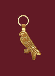 Camel leather key fob - falcon