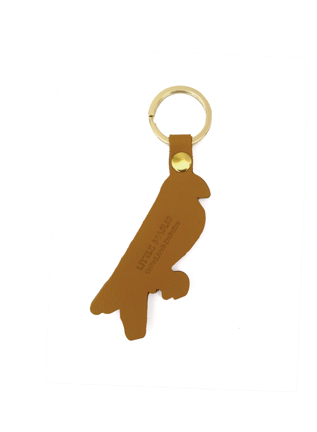 Camel leather key fob - falcon