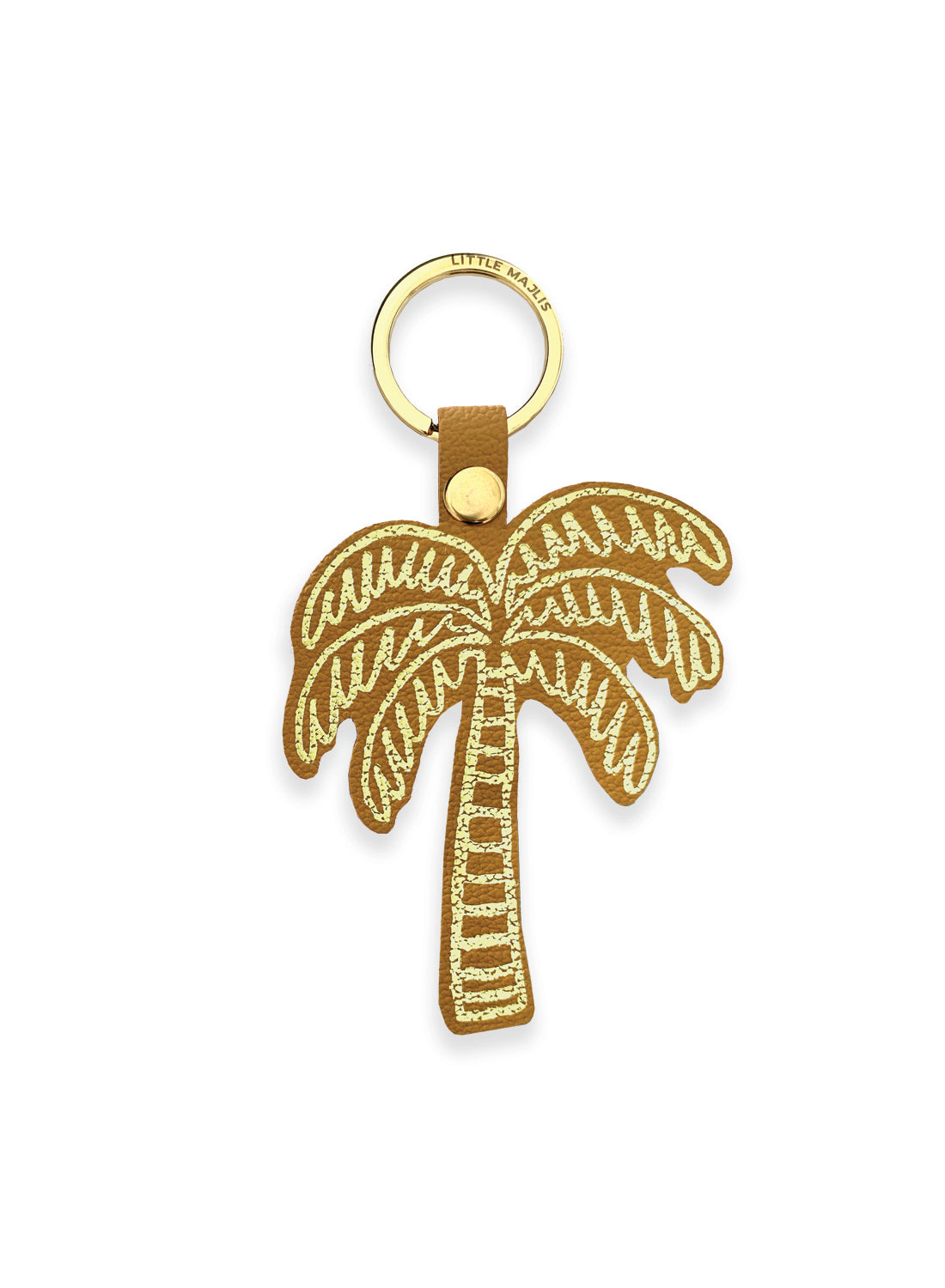 Camel leather key fob - palm tree