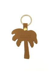 Camel leather key fob - palm tree