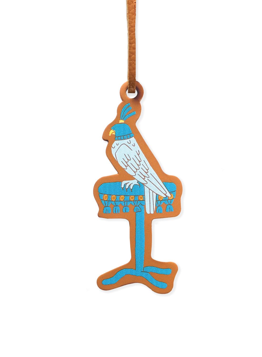 Leather charm, Falcon on a wakir (perch)
