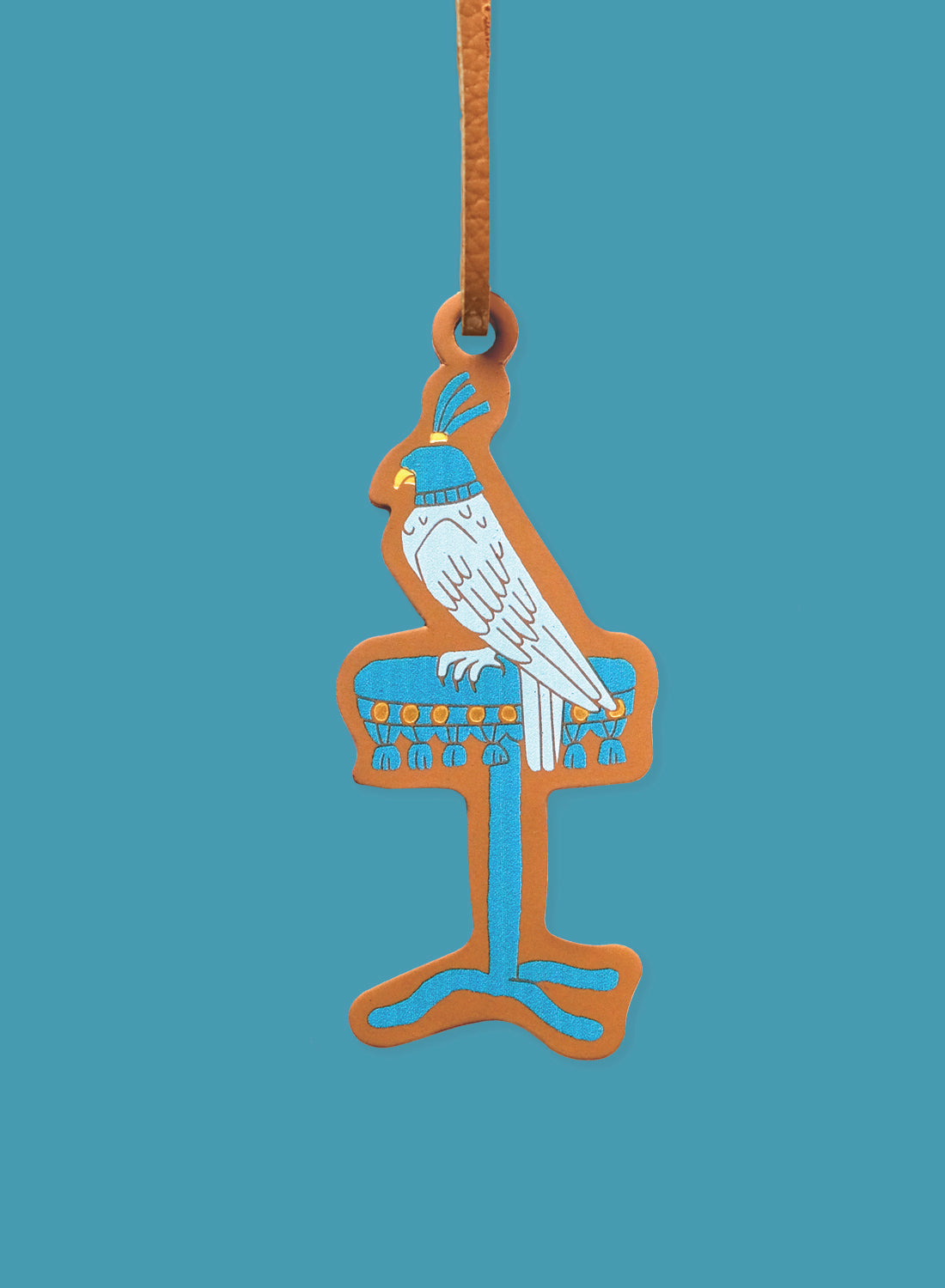 Leather charm, Falcon on a wakir (perch)
