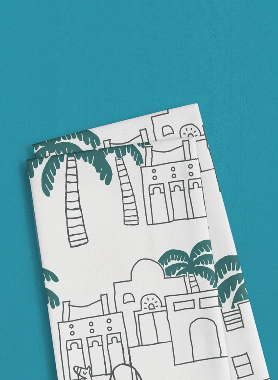 Cotton tea towel – Emirati neighborhood freej