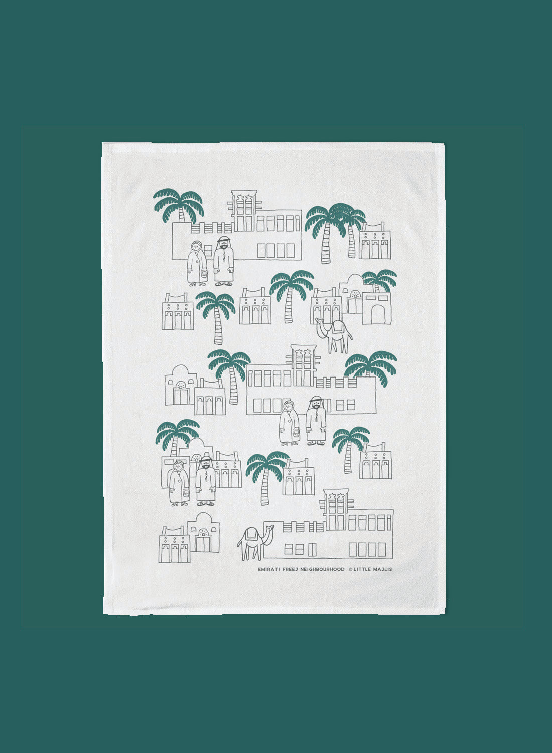 Cotton tea towel – Emirati neighborhood freej