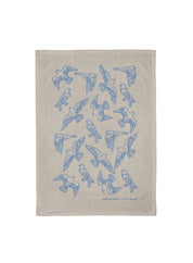Linen tea towel - Falcon, blue