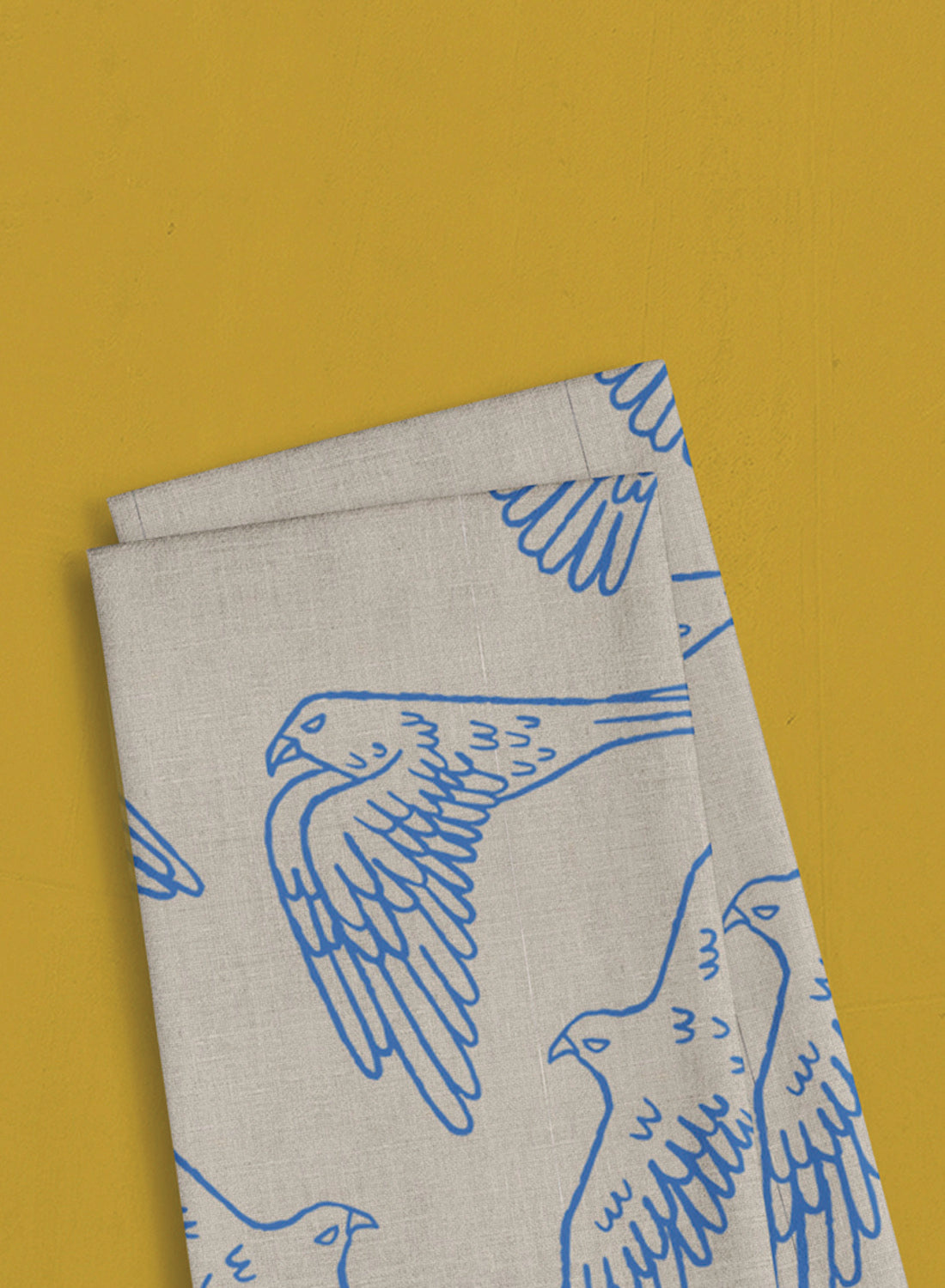 Linen tea towel - Falcon, blue