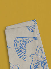 Linen tea towel - Falcon, blue
