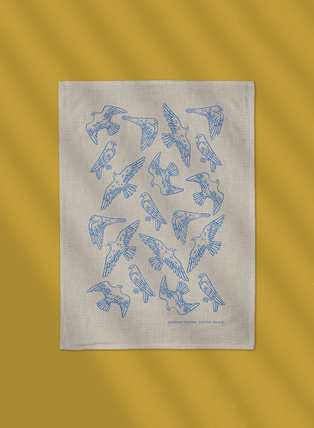 Linen tea towel - Falcon, blue