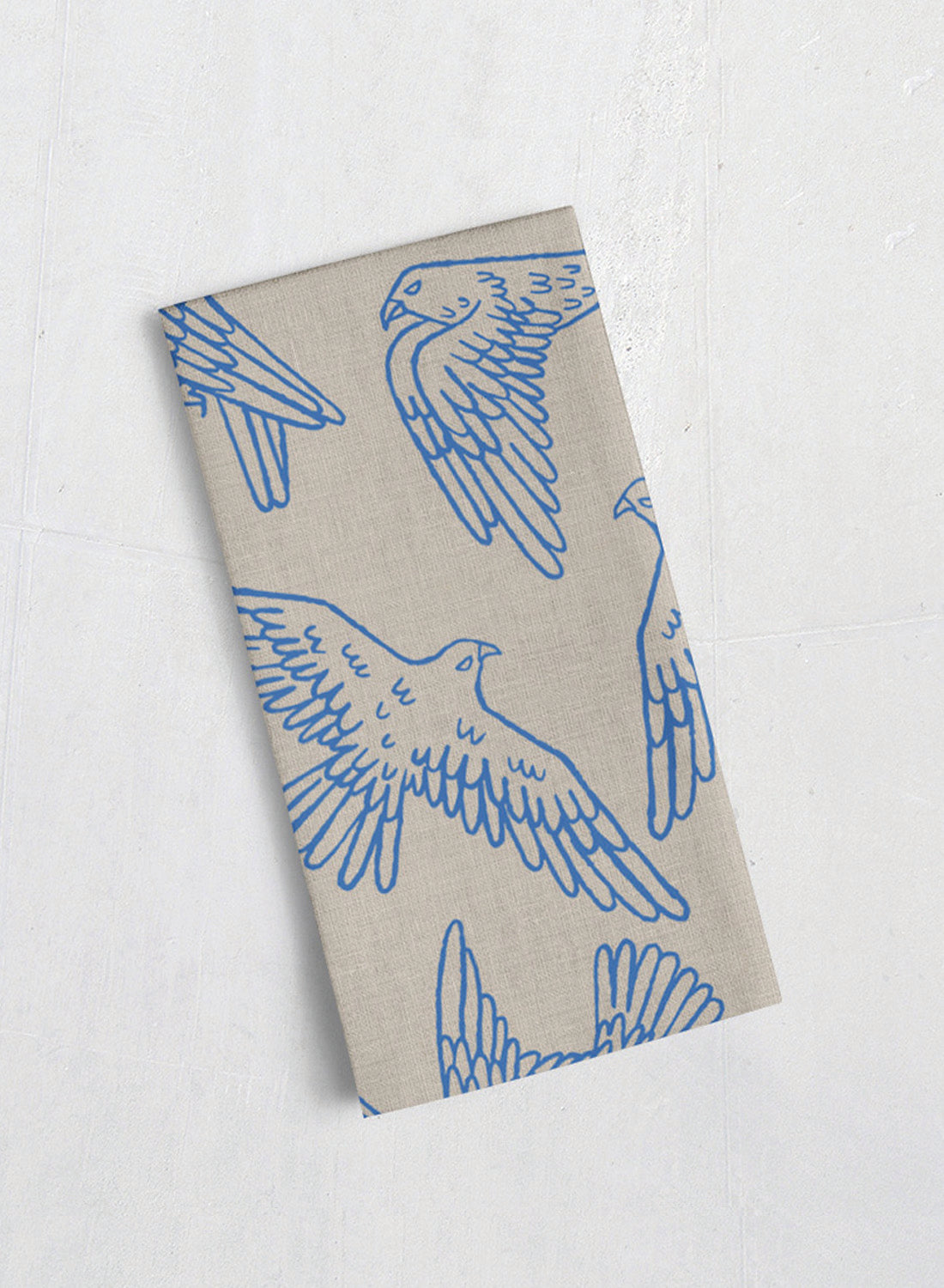 Linen tea towel - Falcon, blue