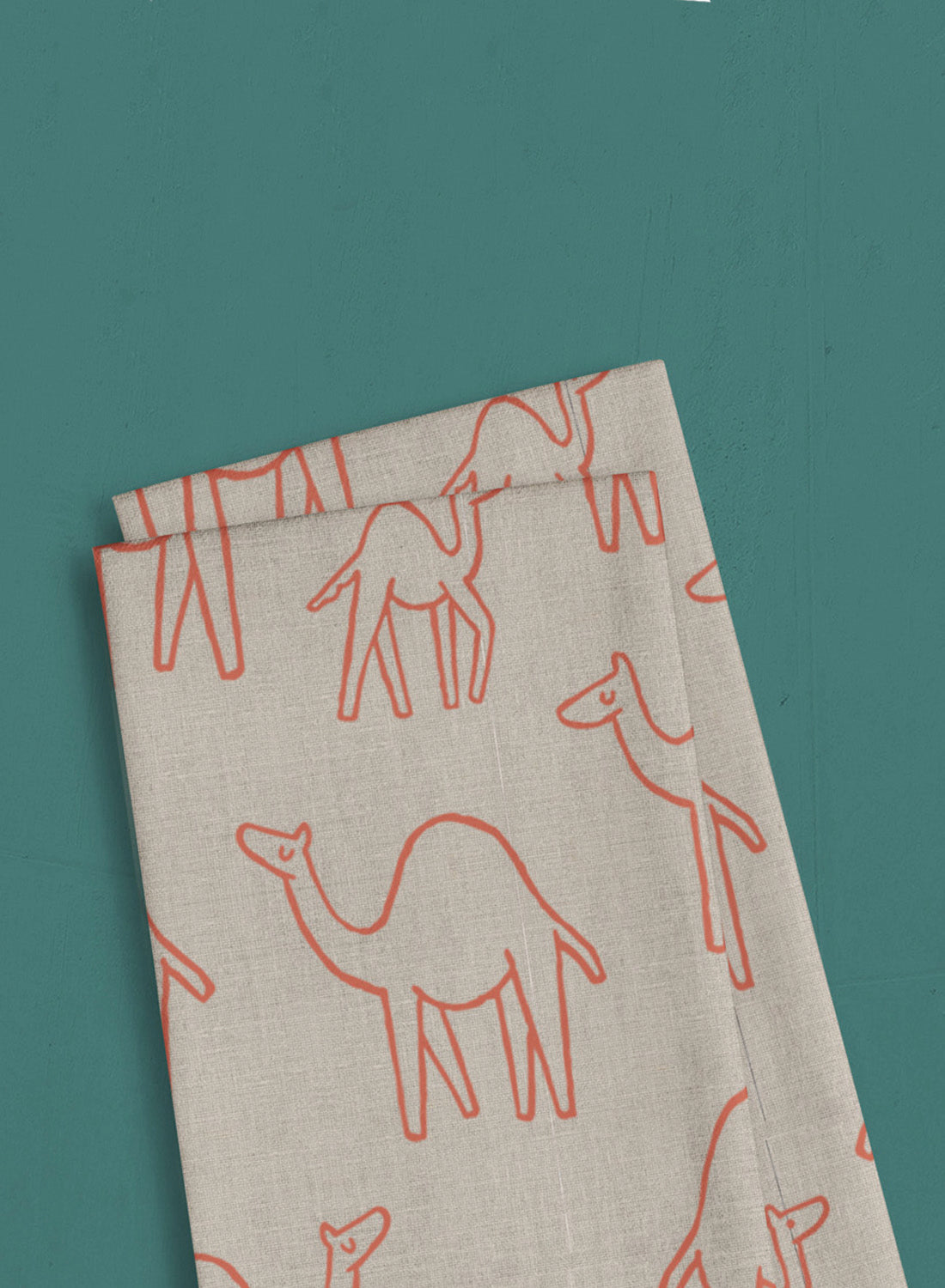 Linen tea towel – camel caravan