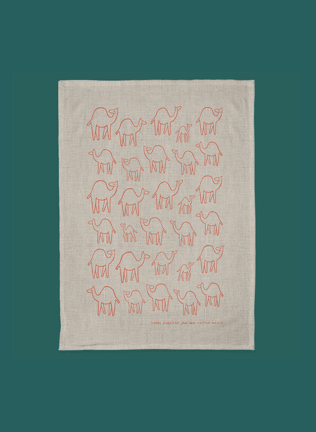 Linen tea towel – camel caravan