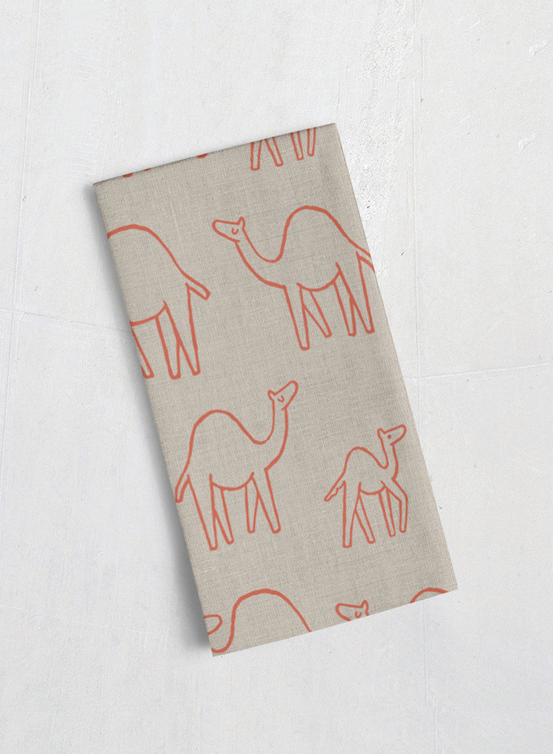 Linen tea towel – camel caravan