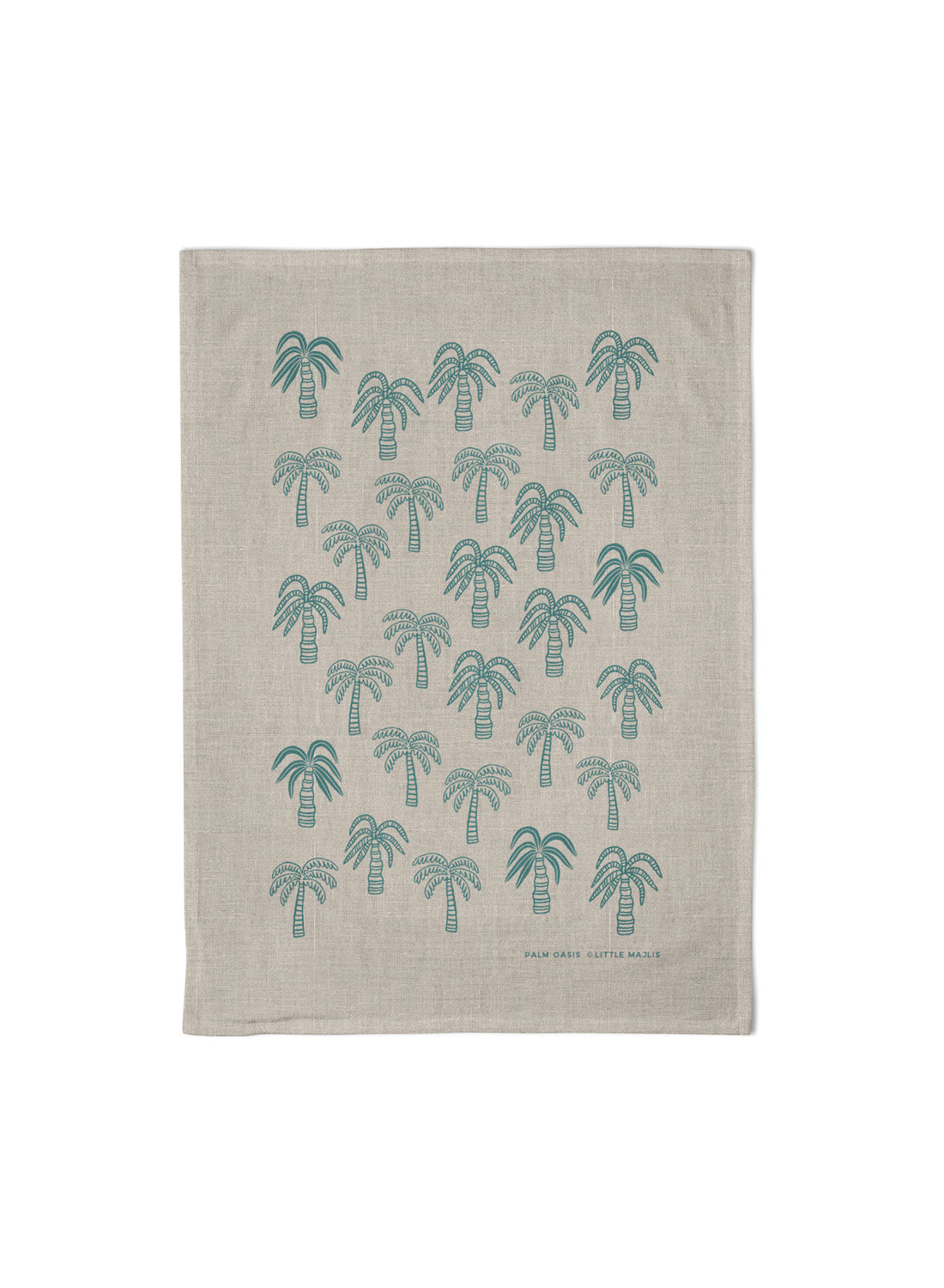 Linen tea towel - Palm Oasis, teal
