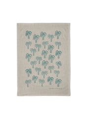 Linen tea towel - Palm Oasis, teal