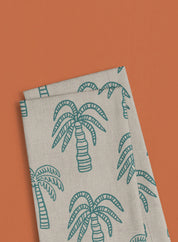 Linen tea towel - Palm Oasis, teal