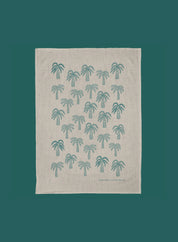 Linen tea towel - Palm Oasis, teal