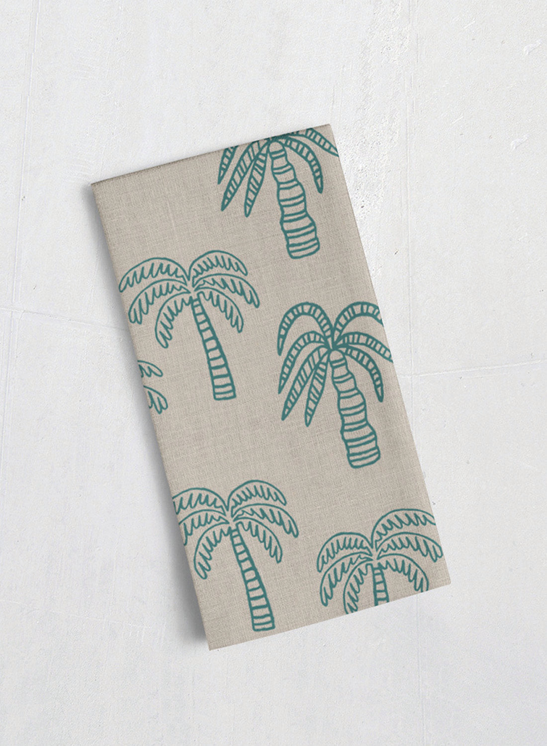 Linen tea towel - Palm Oasis, teal