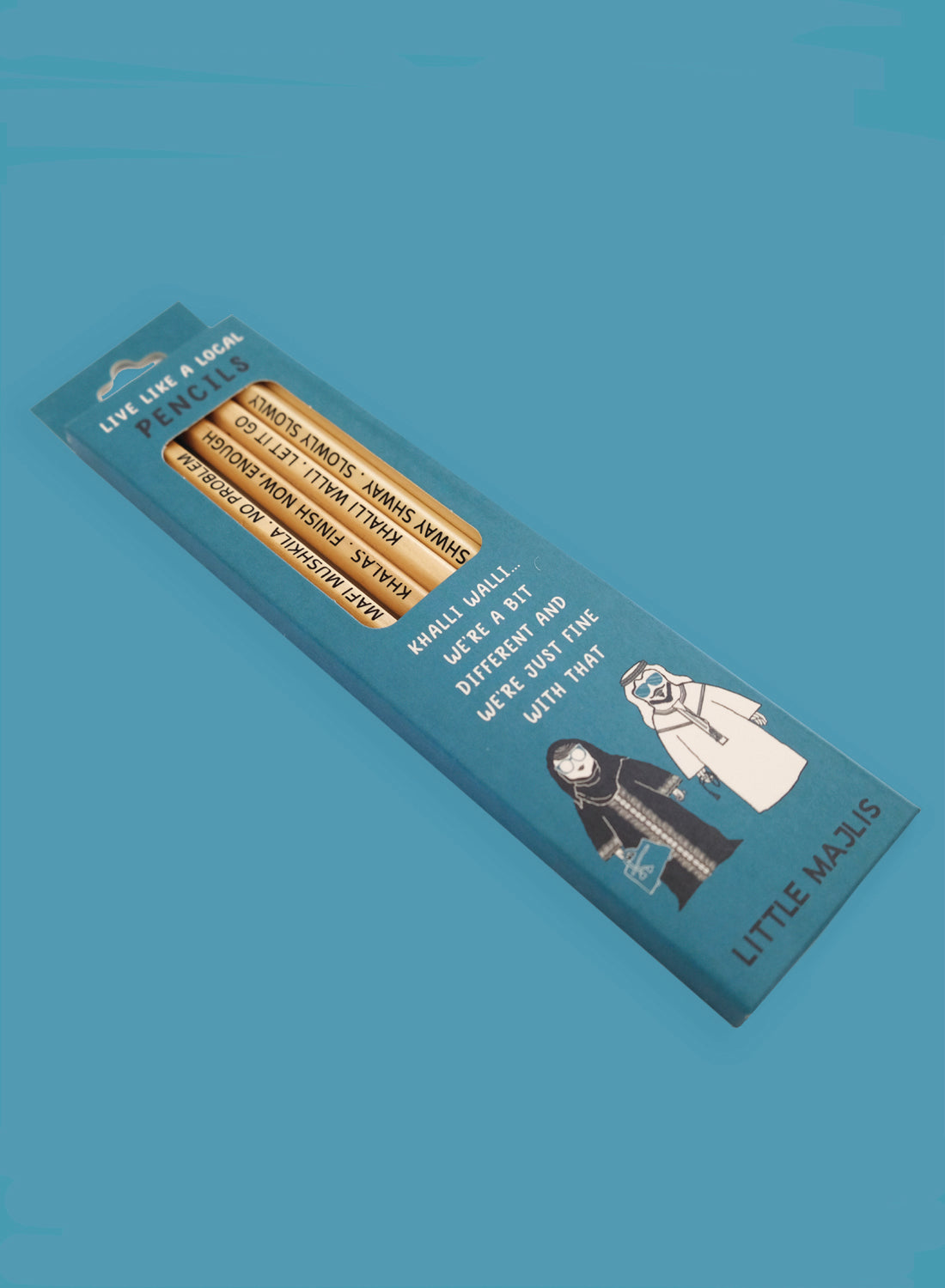 Pencil set of 6, Live like a local sayings