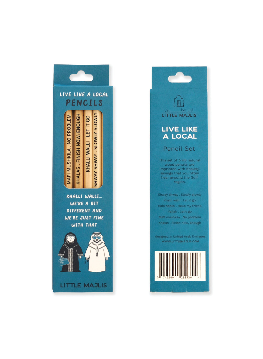 Pencil set of 6, Live like a local sayings