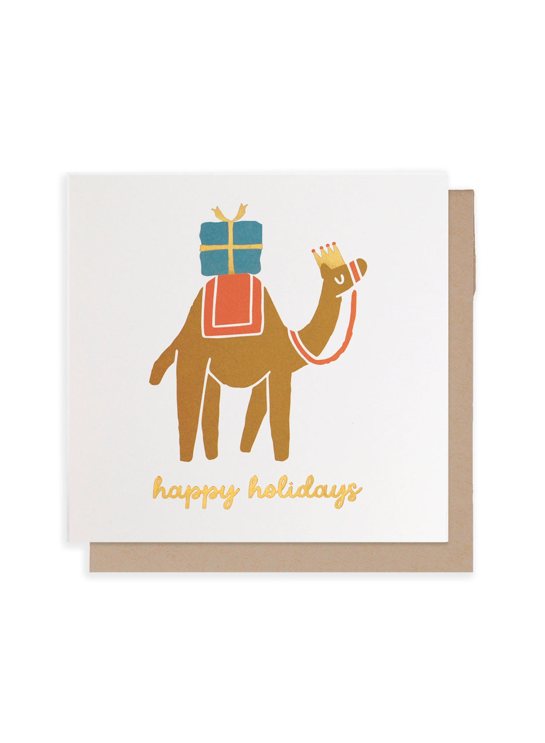 Greeting card - happy holidays, gold