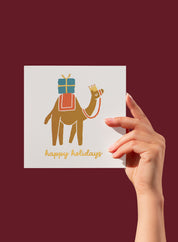 Greeting card - happy holidays, gold