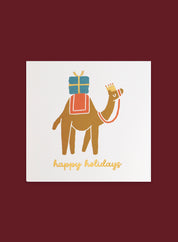 Greeting card - happy holidays, gold