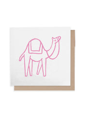Greeting card - camel, pink