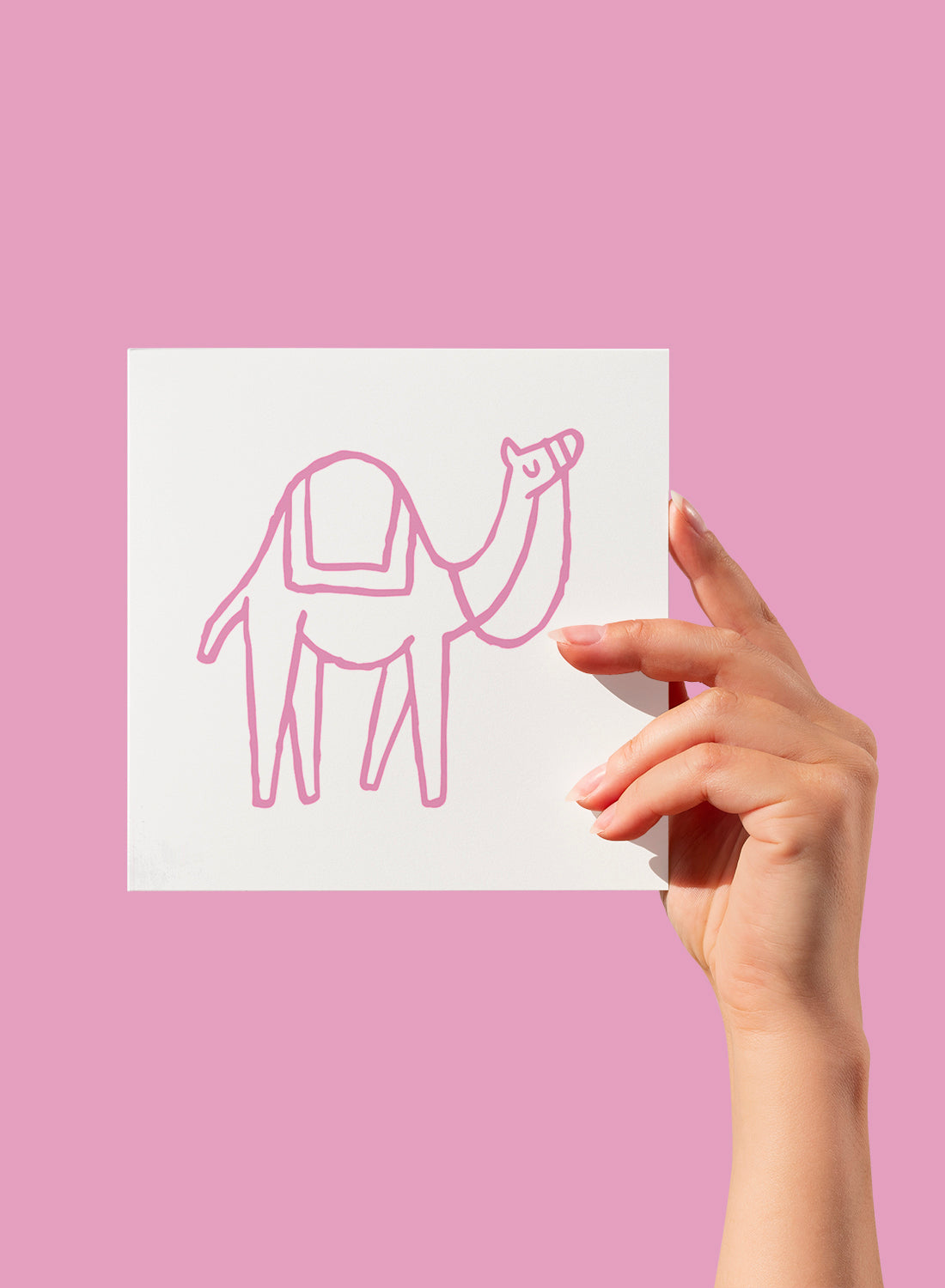 Greeting card - camel, pink