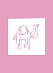 Greeting card - camel, pink