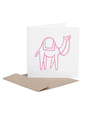 Greeting card - camel, pink