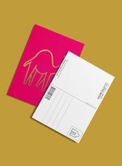 Postcard – Camel, gold on pink (single or set)