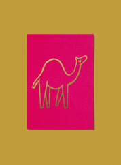 Postcard – Camel, gold on pink (single or set)