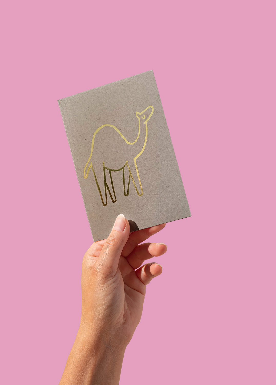 Postcard - Camel, gold on kraft