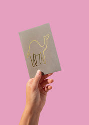 Postcard - Camel, gold on kraft
