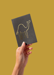 Postcard - Camel, gold on grey  (single or set)