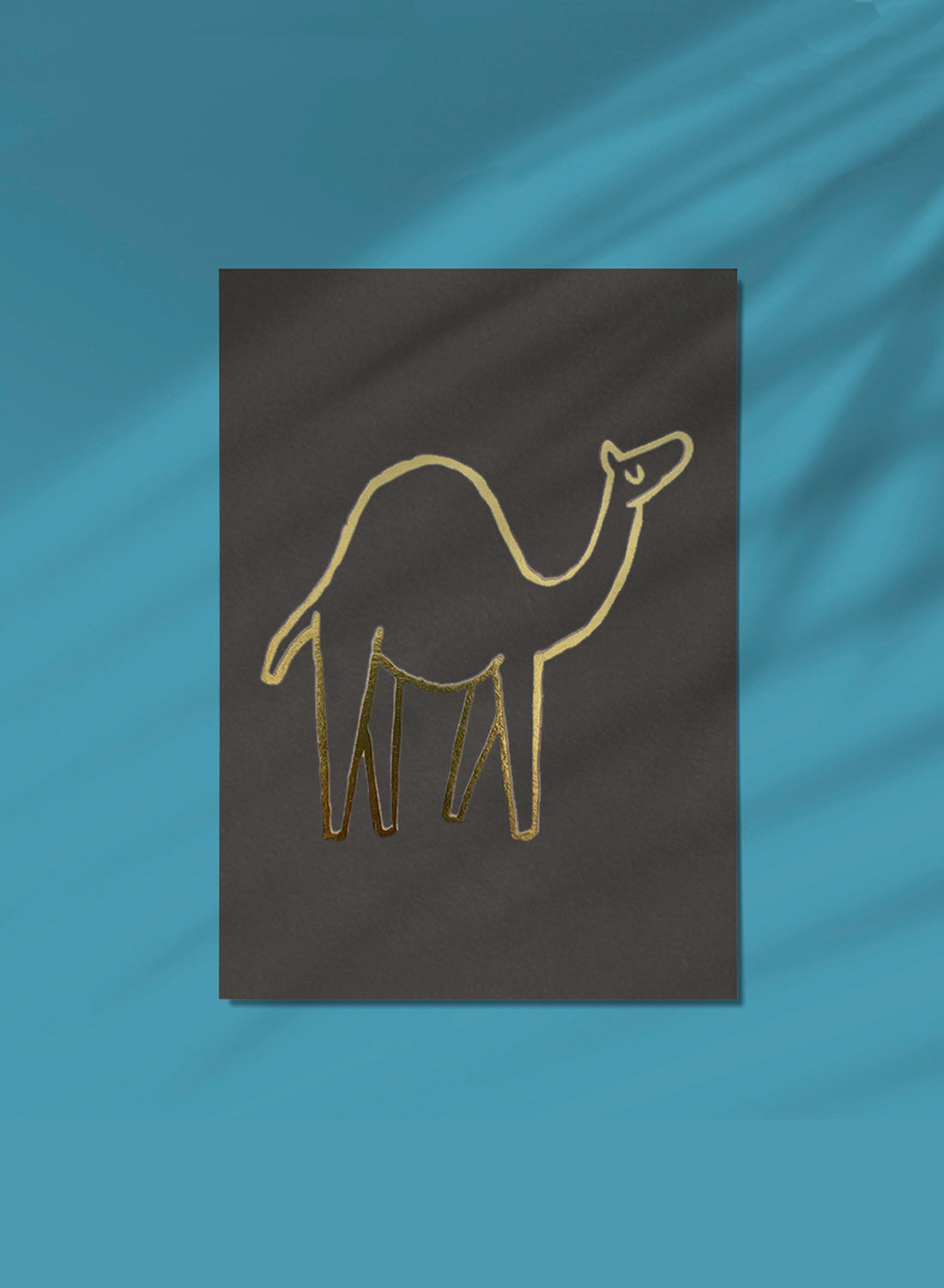 Postcard - Camel, gold on grey  (single or set)