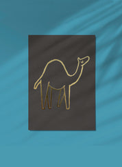 Postcard - Camel, gold on grey  (single or set)