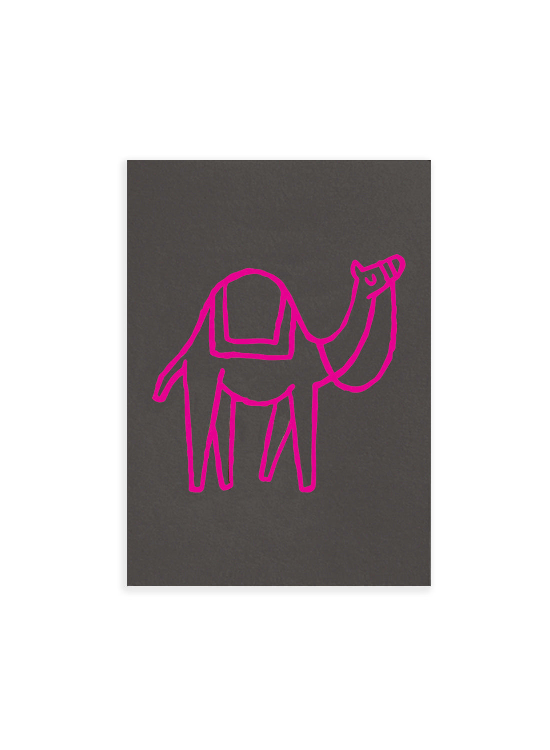 Postcard - Camel, pink on grey (single or set)