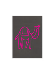 Postcard - Camel, pink on grey (single or set)