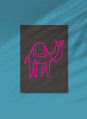 Postcard - Camel, pink on grey (single or set)