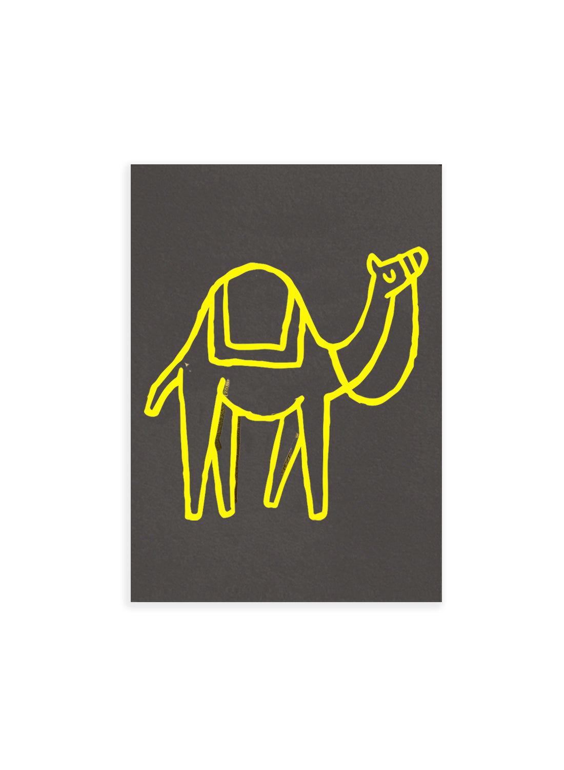 Postcard - Camel, yellow on grey  (single or set)
