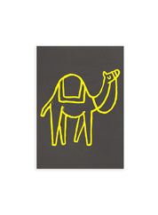 Postcard - Camel, yellow on grey  (single or set)