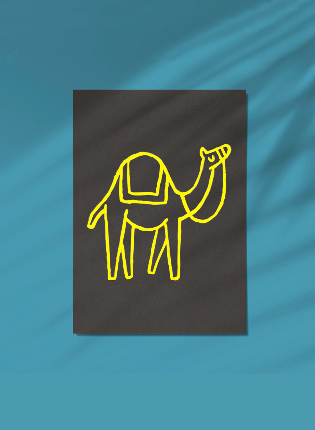 Postcard - Camel, yellow on grey  (single or set)